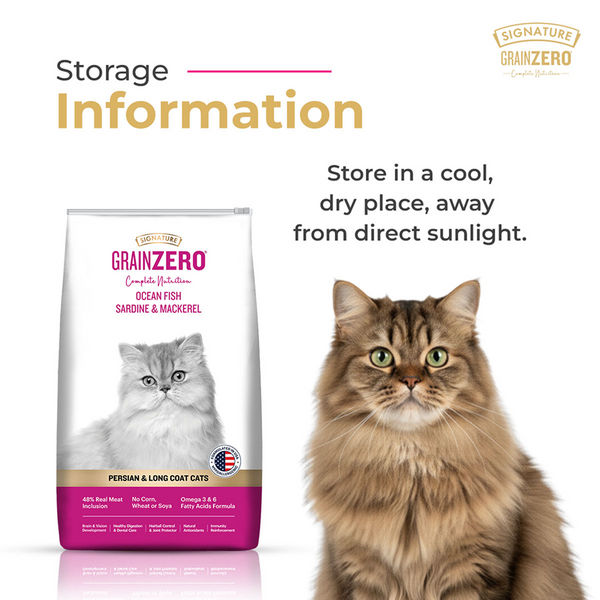 Signature Grain Zero Ocean Fish, Sardine and Mackerel Long Coat & Persian Adult Cat Dry Food