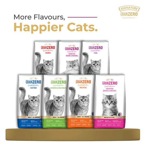 Signature Grain Zero Ocean Fish, Sardine and Mackerel Long Coat & Persian Adult Cat Dry Food