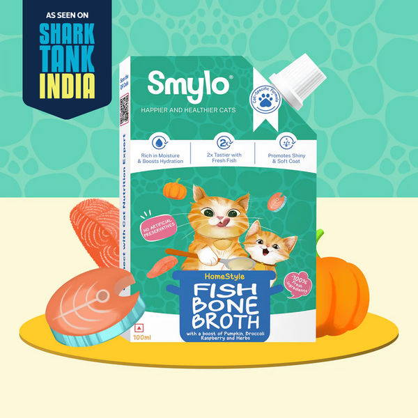 Smylo Hydration Rich Fish with Pumpkin, Broccoli and Raspberry Bone Broth for Cats