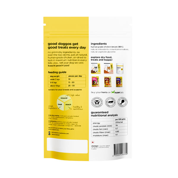 Henlo Single Ingredient Chicken Bites Dog Treats I Guilt Free I High Protein