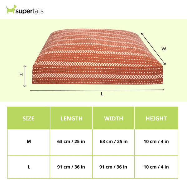 Pawpourri Bohemian Striped Square Bed for Dogs (Rust)