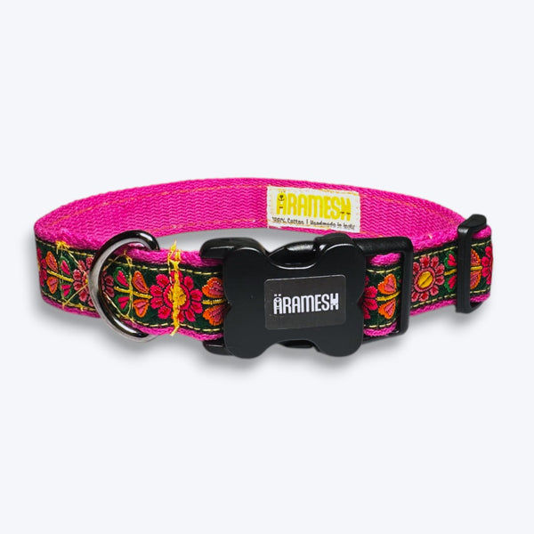 Aramesh Emerald Glow Adjustable Collar for Dogs (Pink and Green)