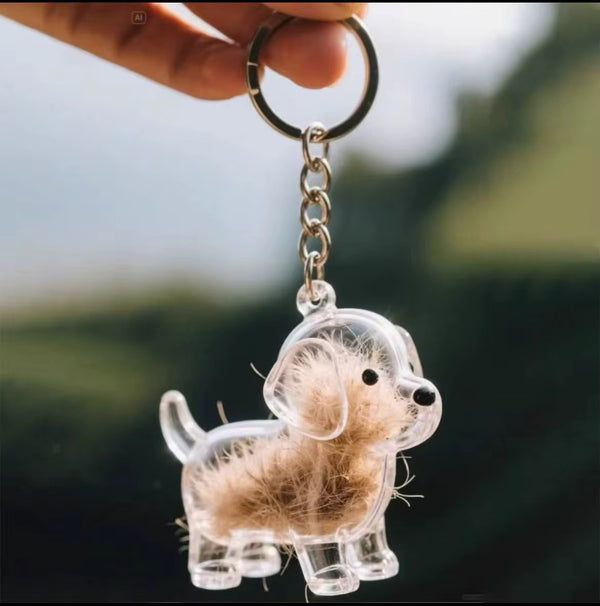 Talking Dog Club Standing Dog Hair Keepsake Capsule Key Chain