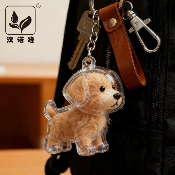 Talking Dog Club Standing Dog Hair Keepsake Capsule Key Chain