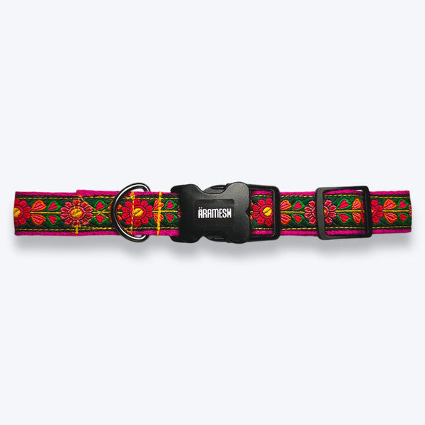 Aramesh Emerald Glow Adjustable Collar for Dogs (Pink and Green)