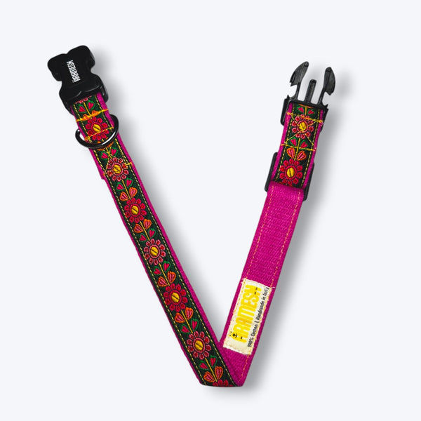 Aramesh Emerald Glow Adjustable Collar for Dogs (Pink and Green)