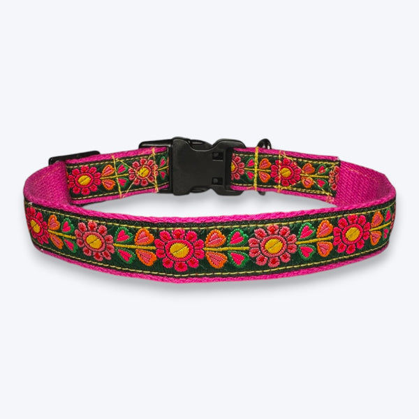 Aramesh Emerald Glow Adjustable Collar for Dogs (Pink and Green)