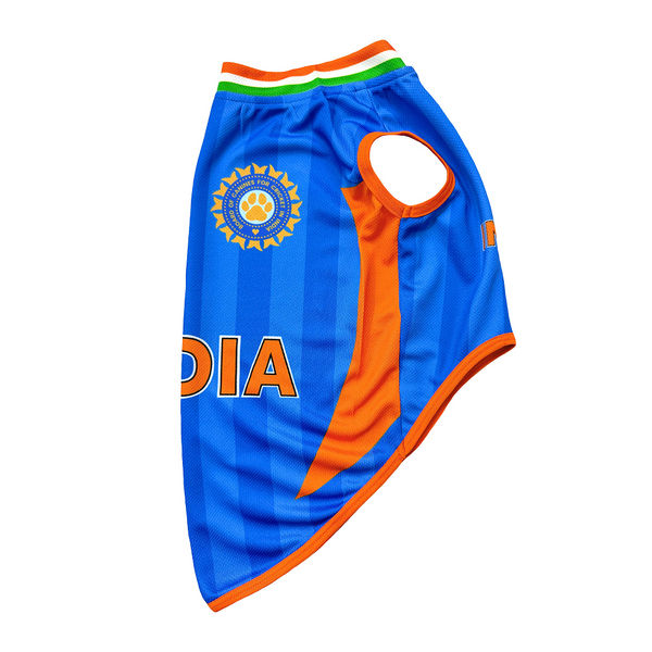 Pets Way T20 Indian Cricket Team Replica Jersey T Shirt for Dogs (Blue)