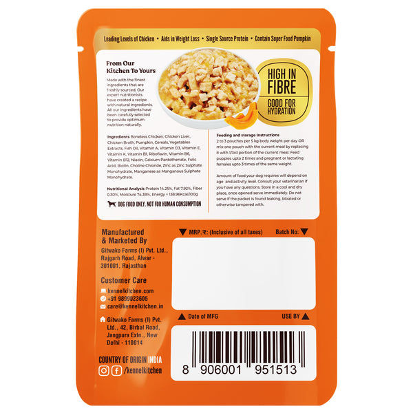 Kennel Kitchen Supreme Cuts in Gravy Chicken Recipe with Pumpkin Puppy & Adult Dog Wet Food (All Life Stage)