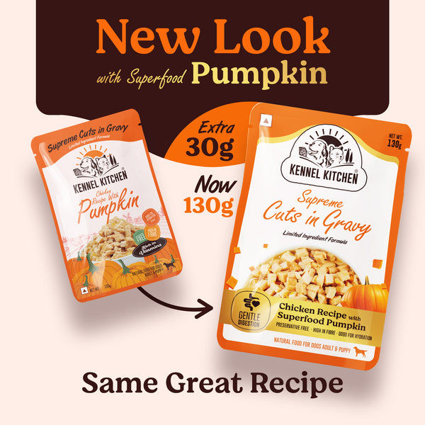 Kennel Kitchen Supreme Cuts in Gravy Chicken Recipe with Pumpkin Puppy & Adult Dog Wet Food (All Life Stage)
