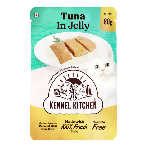 Kennel Kitchen Tuna in Jelly Kitten & Adult Cat Wet Food (All Life Stage) and Creameroo Crab with Mackerel Creamy Cat Treats Combo