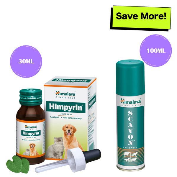 Himalaya Himpyrin Anti Inflammatory & Pain Relief Drops and Scavon Vet Spray for Dogs and Cats Combo
