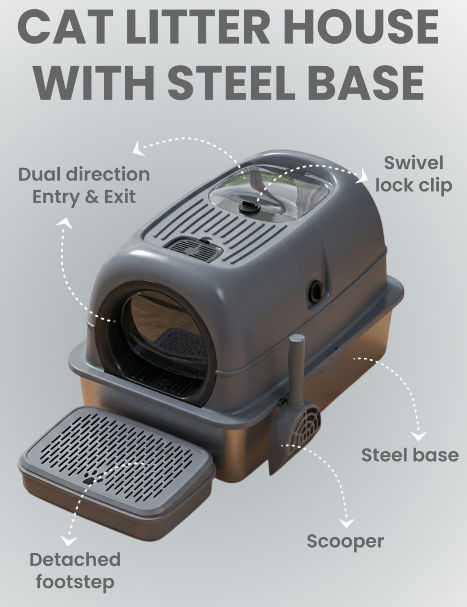 Skatrs Stainless Steel Litter Tray for Cats