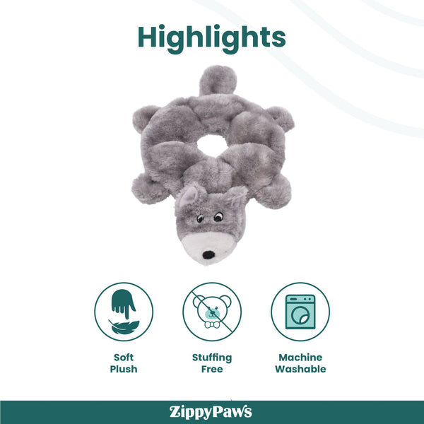 Zippy Paws Loopy Wolf Plush Toy for Dogs