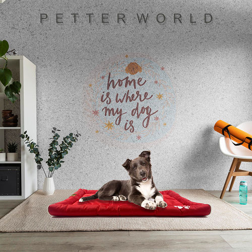 Petter World Waterproof Mat with Padded Perimeters for Dogs (Red)