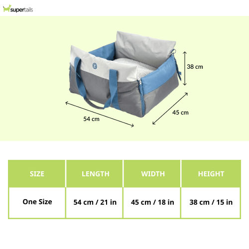 Barkbutler x Fofos Car Seat Carrier for Dogs and Cats (Grey/Blue)