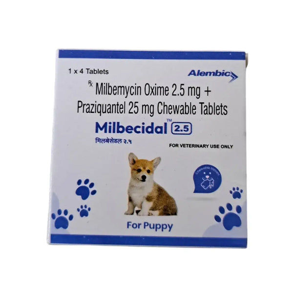 Alembic Milbecidal 2.5mg Tablets Dewormer for Puppy