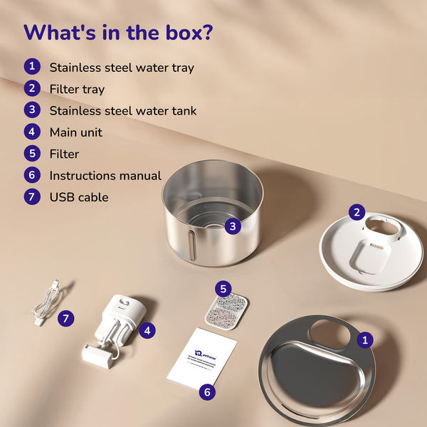 Petverse Smart Motion Sensor Pet Water Fountain for Dogs & Cats (Silver)