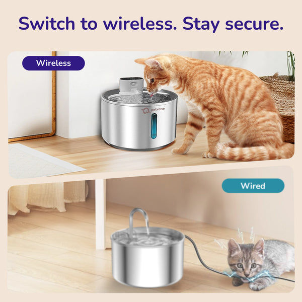 Petverse Smart Motion Sensor Pet Water Fountain for Dogs & Cats (Silver)