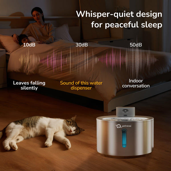 Petverse Smart Motion Sensor Pet Water Fountain for Dogs & Cats (Silver)