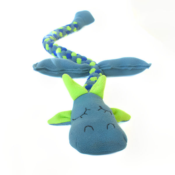 For The Love Of Dog Mr Tugasaur Squeaky Toy for Dogs (Blue/Green/Grey)