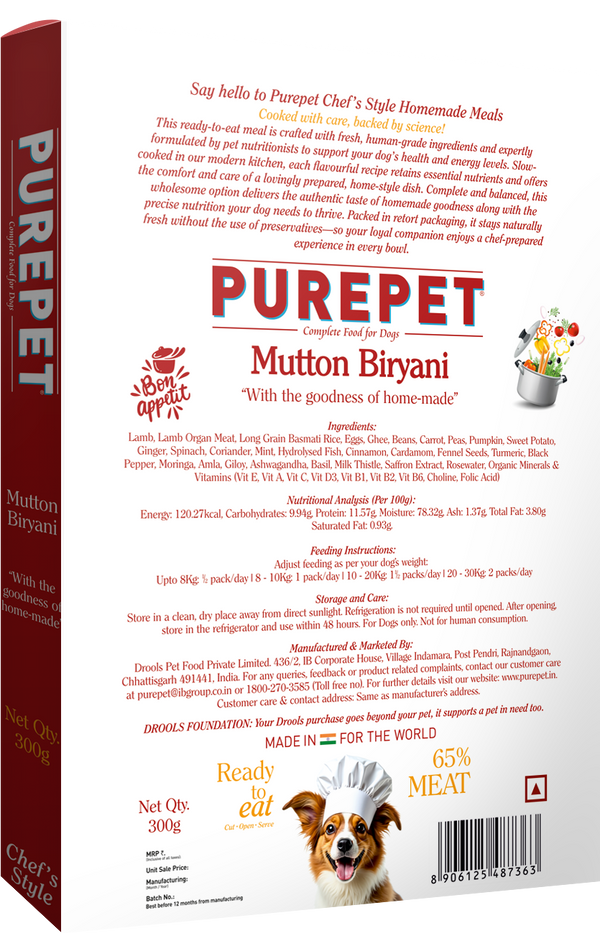 Purepet Mutton Biryani Fresh Food For Dogs