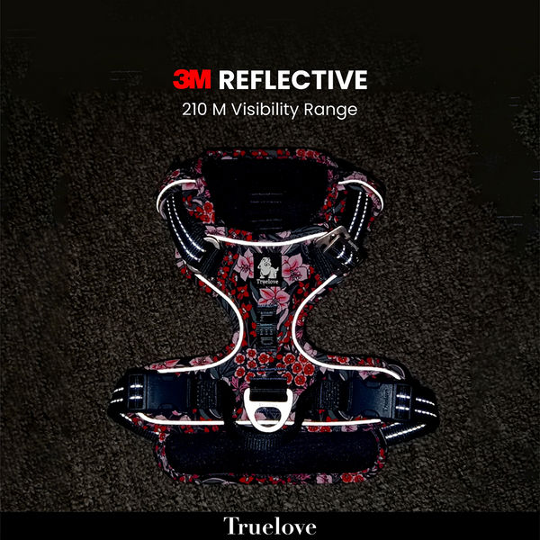 Truelove Floral No Pull Pet Harness for Dogs (Poppy Red)