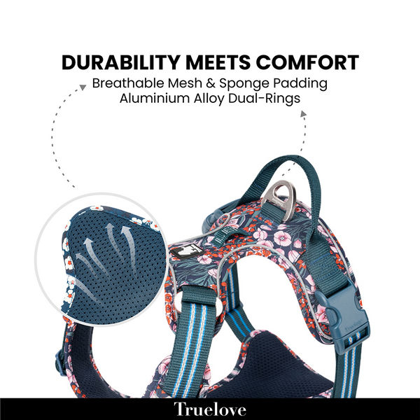 Truelove Floral No Pull Pet Harness for Dogs (Navy Blazer)