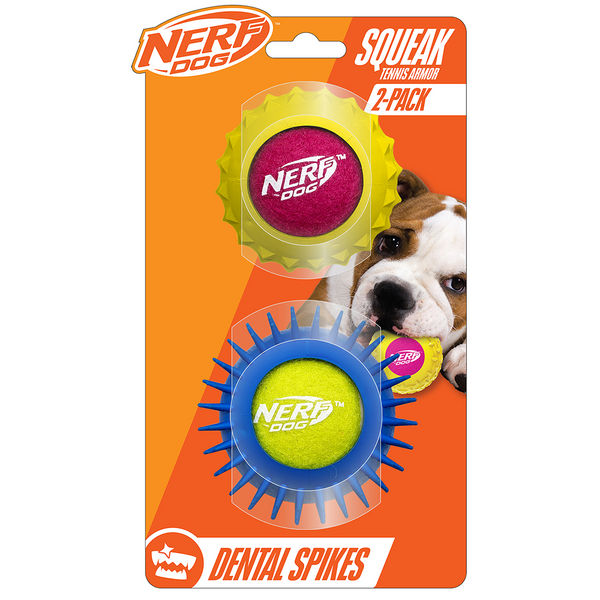 Nerf Dog Set of 2 Durable Squeaky Tennis Balls for Dogs