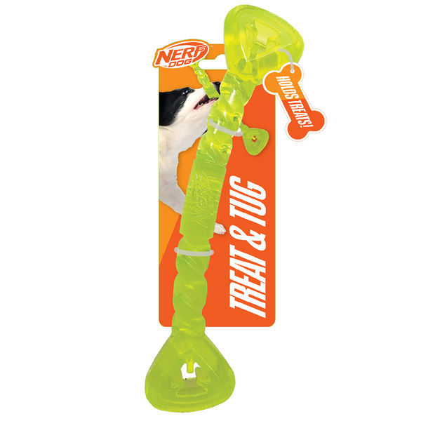 Nerf Dog Bone Tug Interactive Treat Dispenser Toy for Dogs (Green)
