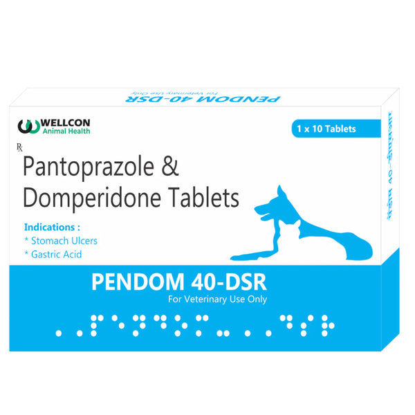 Wellcon Pendom 40mg DSR Tablet (Pantoprazole &  Domperidone) for Dogs and Cats