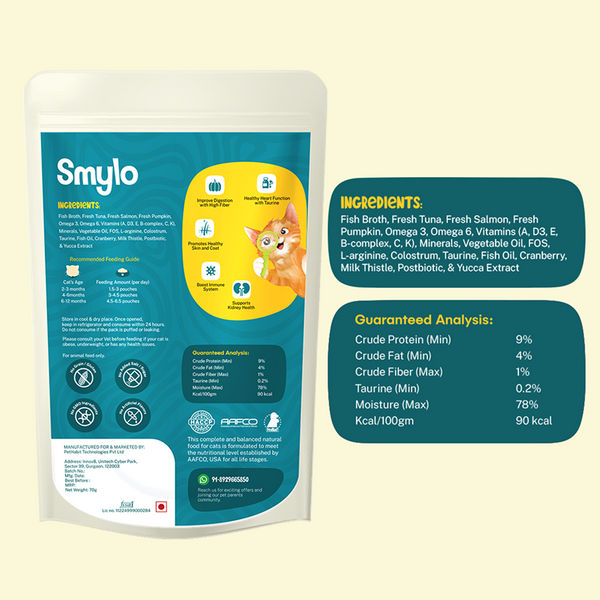 Smylo Kitten Tuna Salmon, Pumpkin, Fresh & No-Preservative Wet Cat Food