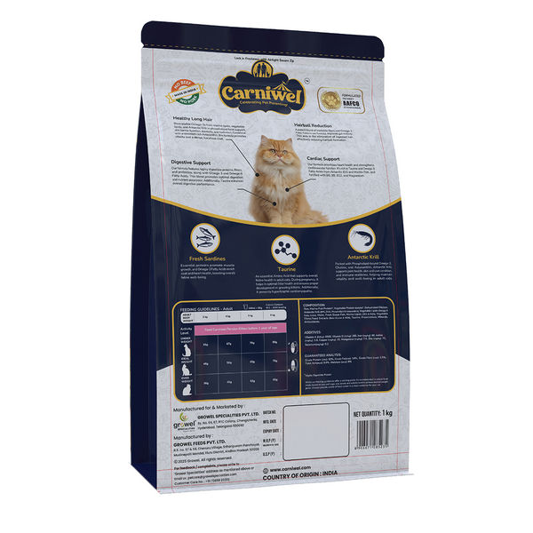 Carniwel Natural Nutrition for Skin, Digestion & Hairball Control Persian Adult Cat Dry Food