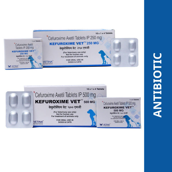 Vetina Kefuroxime Vet 250mg Tablets (Cefuroxime Axetil) for Dogs and Cats