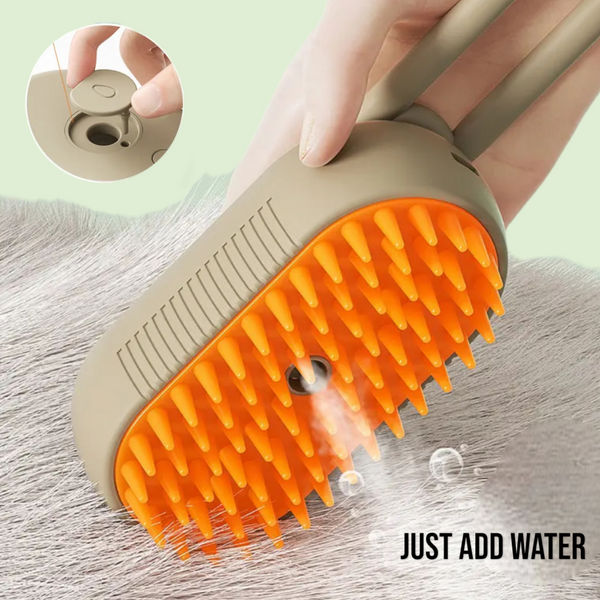 Talking Dog Club Three in One Pet Steam Smart Grooming Brush for Dogs and Cats (Light Brown)