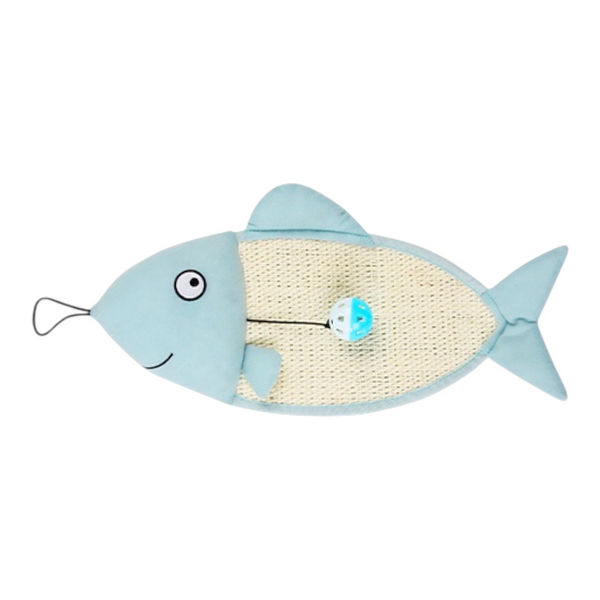 Talking Dog Club 2 in 1 Fish Scratcher Mat for Cats (Blue)