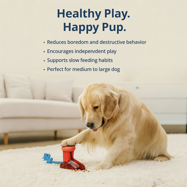 Talking Dog Club Big Boot Rubber and Rope Chew Treat Dispensing Toy for Dogs (Red)