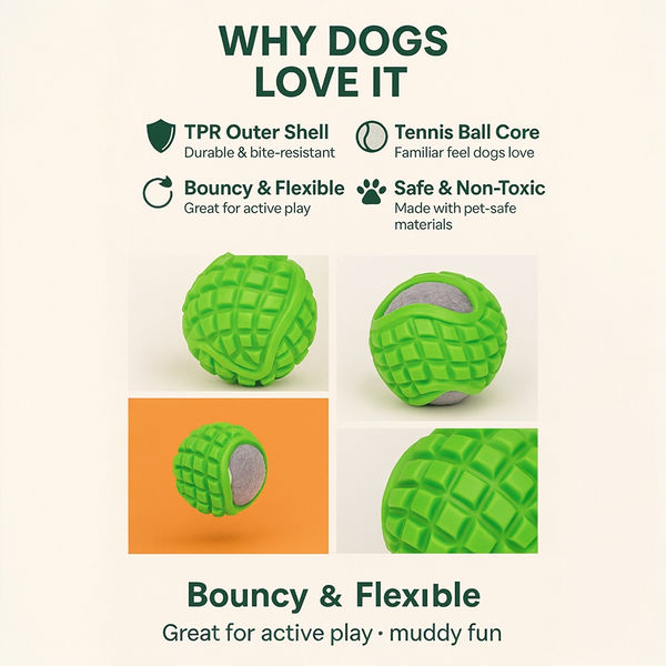 Talking Dog Club TRP Bounce Ball with Tennis Ball Toy for Dogs (Green)