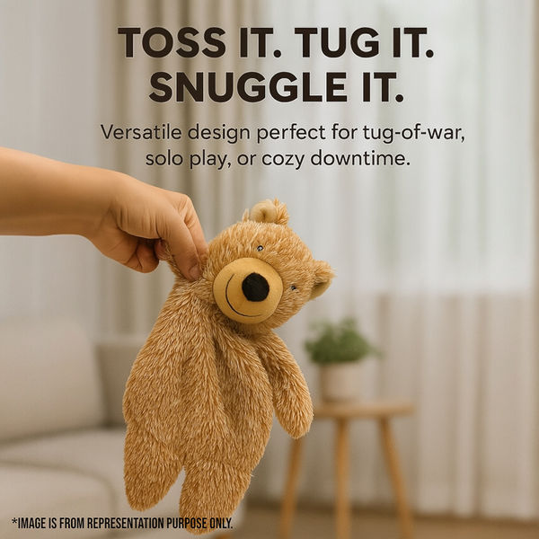 Talking Dog Club Teddy Bear Plush Crinkle Toy for Dogs (Brown)