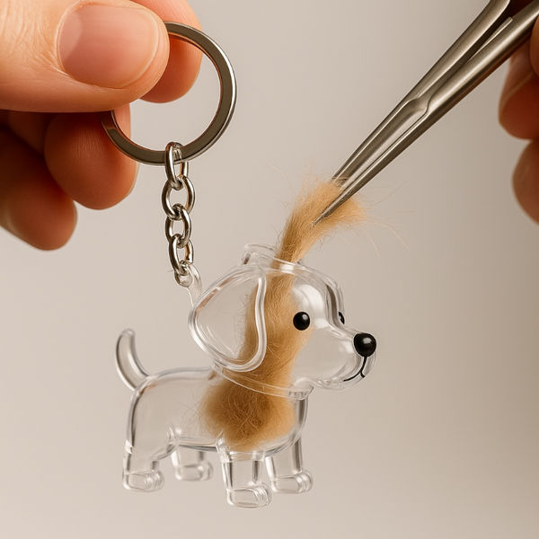 Talking Dog Club Standing Dog Hair Keepsake Capsule Key Chain