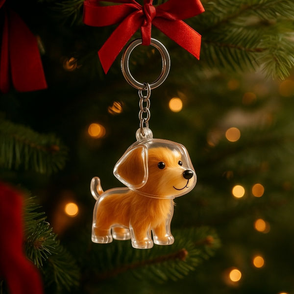 Talking Dog Club Standing Dog Hair Keepsake Capsule Key Chain