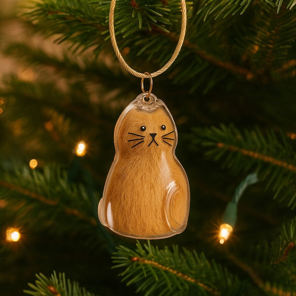 Talking Dog Club Sitting Cat Hair Keepsake Capsule Key Chain
