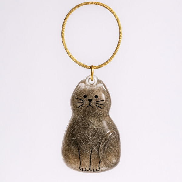 Talking Dog Club Sitting Cat Hair Keepsake Capsule Key Chain