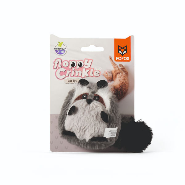 Barkbutler x Fofos Floppy Crinkle Raccoon Catnip Toy for Cats