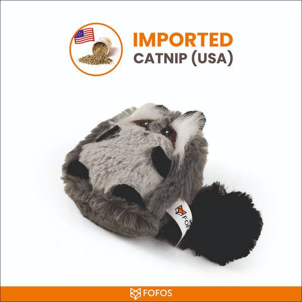 Barkbutler x Fofos Floppy Crinkle Raccoon Catnip Toy for Cats