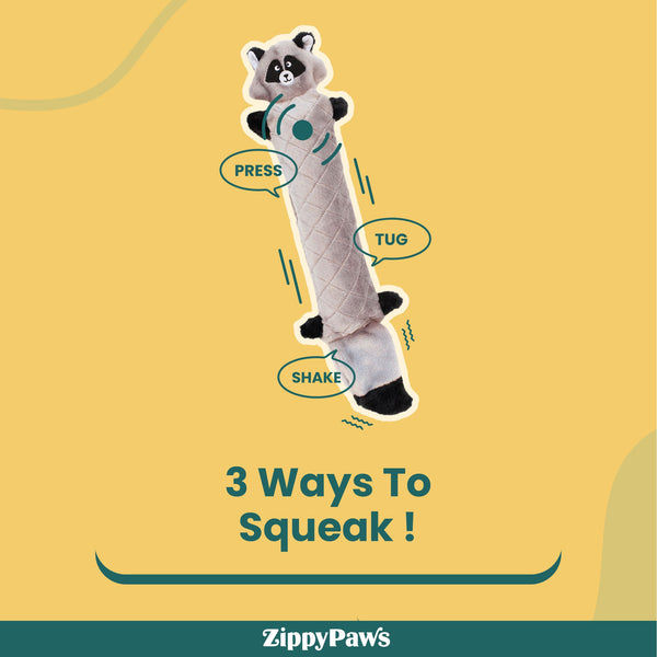 Zippy Paws Raccoon Jigglerz Plush Toy for Dogs