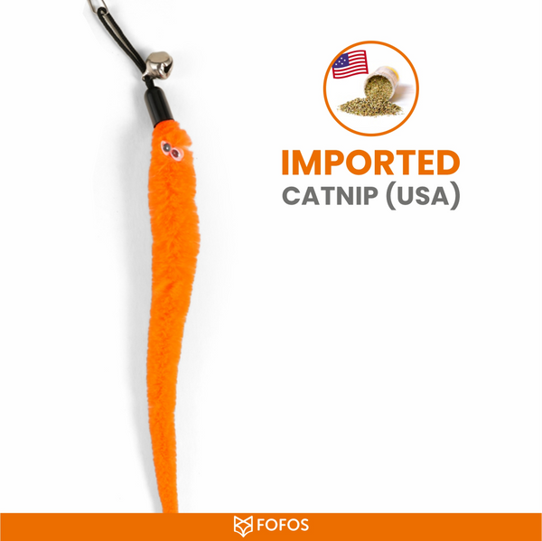Barkbutler x Fofos Retractable Worm Teaser Toy with Catnip for Cats