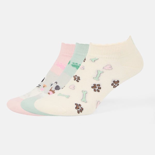 SocksXpress Limited Edition Pet Lover Themed Ankle Socks for Women (Pack of 3)