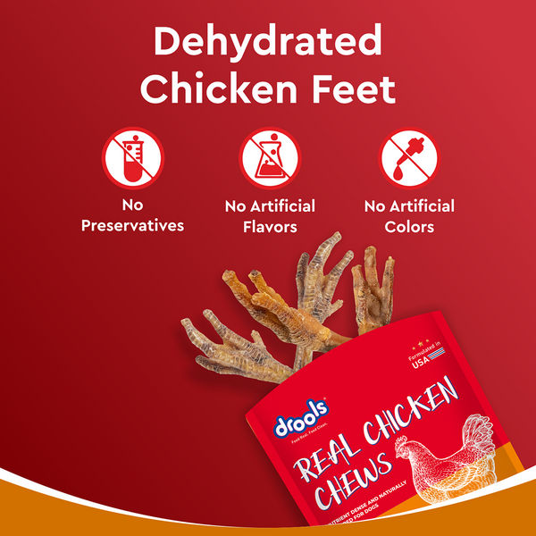 Drools Dehydrated Real Chicken Feet Chews Treat for Dogs