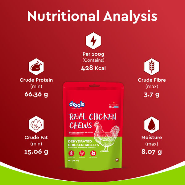 Drools Dehydrated Real Chicken Giblets Chews Treat for Dogs